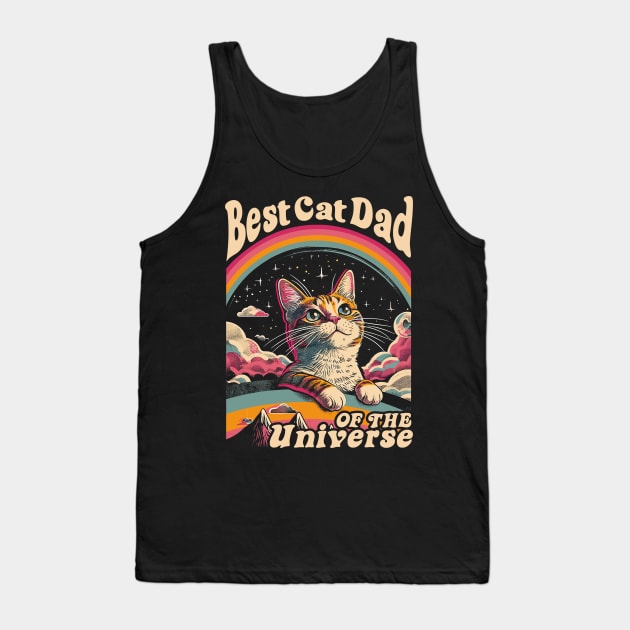 Best Cat Dad In The Universe 60s 70s Hippie Aesthetic Men Tank Top by Apocatnipse Meow
